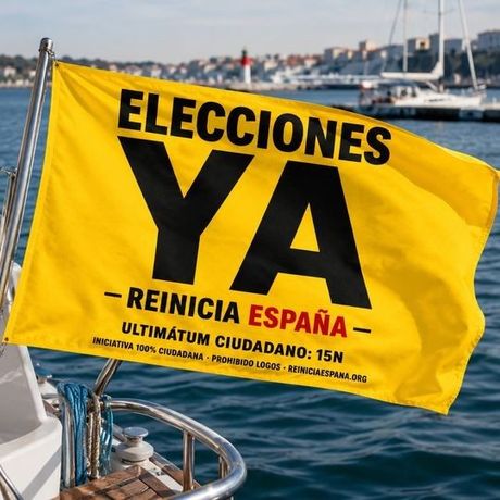Bandera de Elecciones ya ondeando en el mástil de un barco