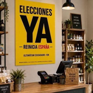 Cartel Elecciones ya en la pared de una tienda de barrio
