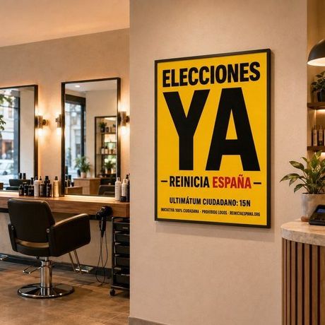 Cartel Elecciones ya en la pared de una peluquería