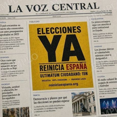 Anuncio de página de Elecciones ya publicado en un periódico, rotulado como publicidad