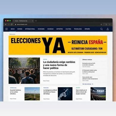 Banner de Elecciones ya en la portada de un periódico digital, rotulado como publicidad